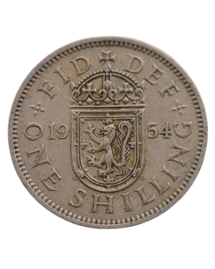 Reino Unido 1 shilling 1954 - Escudo Escocês, leão em pé no escudo coroado