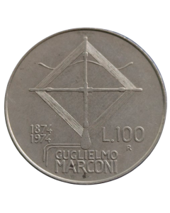 Itália 100 Liras 1974 - Centenário Nascimento de Guglielmo Marconi