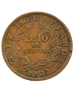 Bolívia 10 Bolivianos 1951