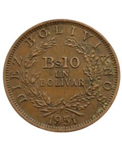 Bolívia 10 Bolivianos 1951