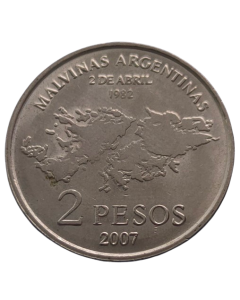 Argentina 2 Pesos 2007 - 25º Aniversário - Ocupação das Ilhas Malvinas