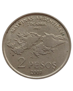 Argentina 2 Pesos 2007 - 25º Aniversário - Ocupação das Ilhas Malvinas