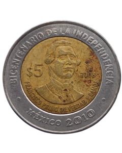 México 5 Pesos 2008 - Centenário da Revolução: Heriberto Jara