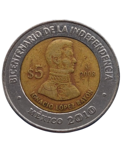 México 5 Pesos 2008 - Centenário da Revolução: Ignacio López Rayón