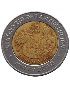 México 5 Pesos 2008 - Centenário da Revolução: Francisco Villa