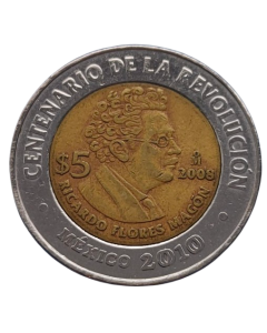 México 5 Pesos 2008 - Centenário da Revolução: Ricardo Flores Magón