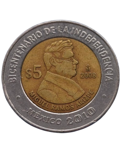 México 5 Pesos 2008 - Centenário da Revolução: Miguel Ramos Arizpe