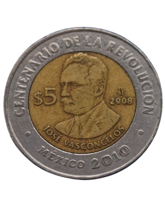 México 5 Pesos 2008 - Centenário da Revolução: José Vasconcelos