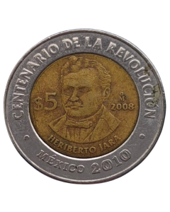 México 5 Pesos 2008 - Centenário da Revolução: Heriberto Jara