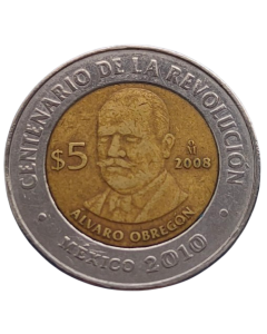 México 5 Pesos 2008 - Centenário da Revolução: Álvaro Obregón