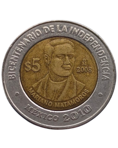 México 5 Pesos 2008 - Centenário da Revolução: Mariano Matamoros