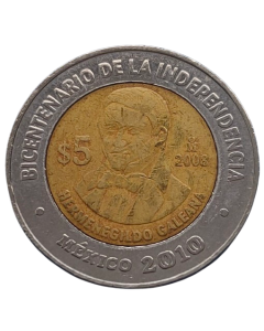 México 5 Pesos 2008 - Centenário da Revolução: Hermenegildo Galeana