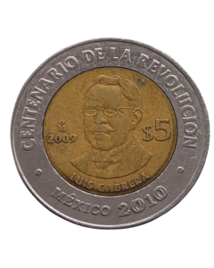 México 5 Pesos 2009 - Centenário da Revolução: Luis Cabrera