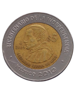 México 5 Pesos 2009 - Centenário da Revolução: Servando Teresa de Mier