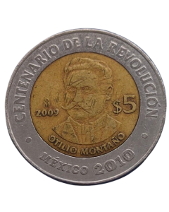 México 5 Pesos 2009 - Centenário da Revolução: Otilio Montaño