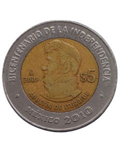 México 5 Pesos 2009 - Centenário da Revolução: Agustín de Iturbide