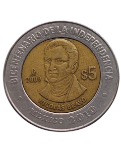 México 5 Pesos 2009 - Centenário da Revolução: Nicolás Bravo