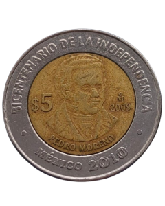 México 5 Pesos 2009 - Centenário da Revolução: Pedro Moreno