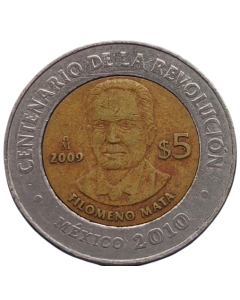 México 5 Pesos 2009 - Centenário da Revolução: Filomeno Mata