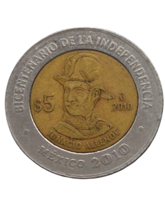 México 5 Pesos 2010 - Centenário da Revolução: Ignacio Allende