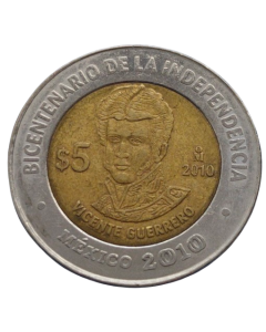 México 5 Pesos 2010 - Centenário da Revolução: Vicente Guerrero