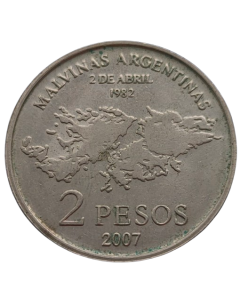 Argentina 2 Pesos 2007 - 25º Aniversário - Ocupação das Ilhas Malvinas