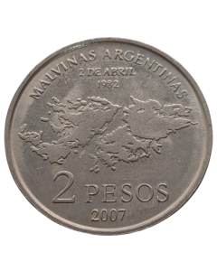 Argentina 2 Pesos 2007 - 25º Aniversário - Ocupação das Ilhas Malvinas