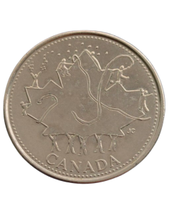 Canadá 25 Cents 2002 - Dia do Canadá - Folha de Carvalho