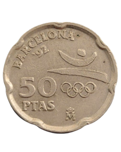 Espanha 50 Pesetas 1992 - XXV Jogos Olímpicos de verão, Barcelona 1992 - Emblema Olímpico