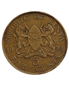 Quênia 5 Cents 1974