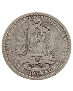 Venezuela 1 Bolivar 1954 - Prata