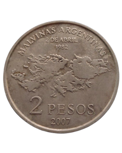 Argentina 2 Pesos 2007 - 25º Aniversário - Ocupação das Ilhas Malvinas