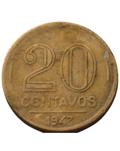 Brasil 20 Centavos 1947 - (7 perna curta)