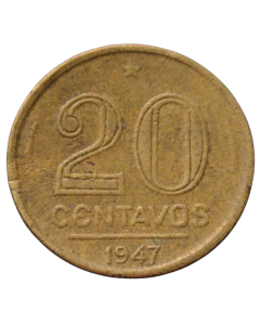 Brasil 20 Centavos 1947 - (7 alongado)