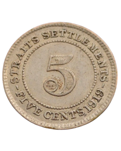 Assentamentos do Estreito 5 Cents 1919 - Prata 