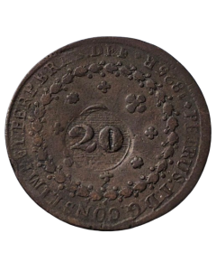 Brasil 40 Réis 1825 R  (Com carimbo 20 Réis/28 Tulipas)