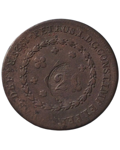 Brasil 40 Réis 1826 R  (Com carimbo 20 Réis/23 Tulipas)