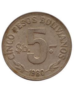 Bolívia 5 Pesos Bolivianos 1980