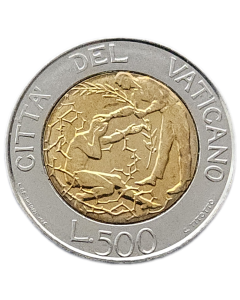 Vaticano 500 Liras 1997 - Receba Paz e Salvação - João Paulo II