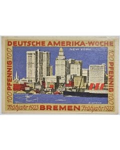 Cidade de Bremen 100 Pfennig 1923 - América/New York