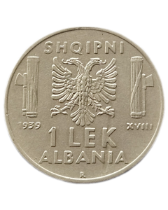 Albânia 1 Lek 1939 - Ocupação Italiana