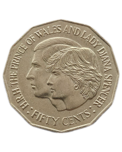 Austrália 50 Cents 1981 - Casamento do príncipe Charles e Lady Diana