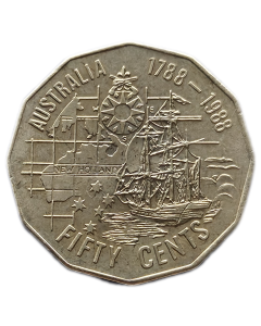 Austrália 50 Cents 1988 - 200º Aniversário da Austrália