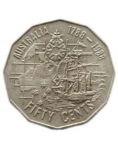 Austrália 50 Cents 1988 - 200º Aniversário da Austrália