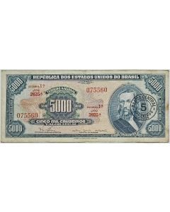 Brasil 5 Cruzeiros Novos 1967 - sobreimpresso no P# 174 - C123