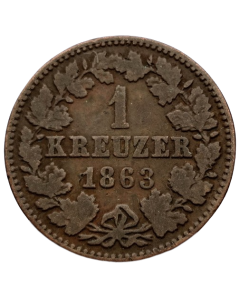 Nassau 1 kreuzer 1863