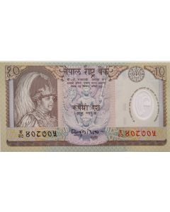 Nepal 10 Rúpias 2002 FE - A ascensão de Sua Majestade o Rei Gyanendra ao trono