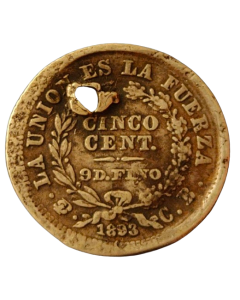 Bolívia  5 centavos 1893 (Prata)