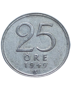 Suécia 25 öre 1949 - Prata