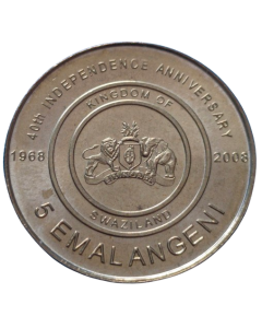 Suazilândia 5 emalangeni 2008 FC - 40º Aniversário da Independência